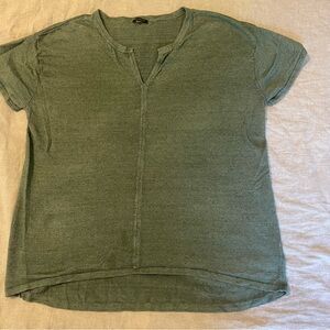 Talbots Women's Olive‎ Green   Linen Popover Tunic Shirt Top(approx L) Read